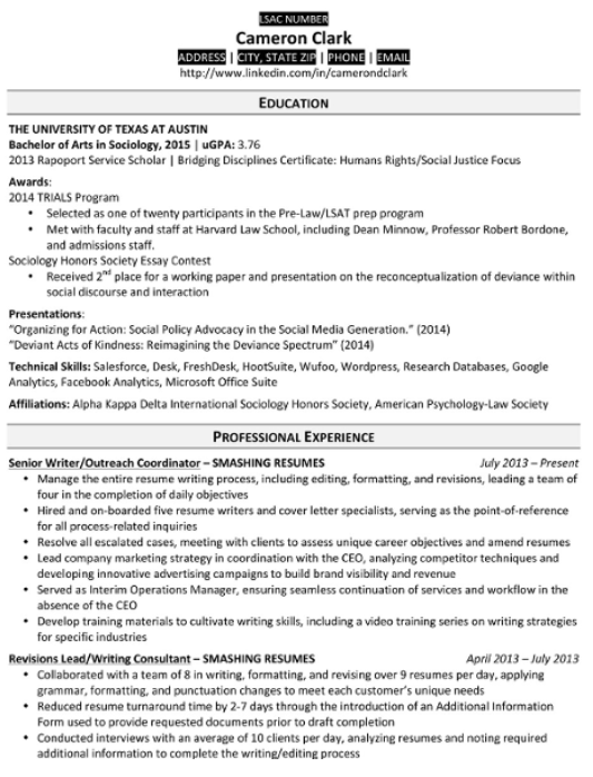 The Best Work Experience for Law School Resumes